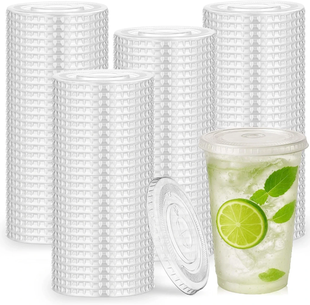12-24 oz. Clear Flat Lid with Straw Slot - 500/Case
