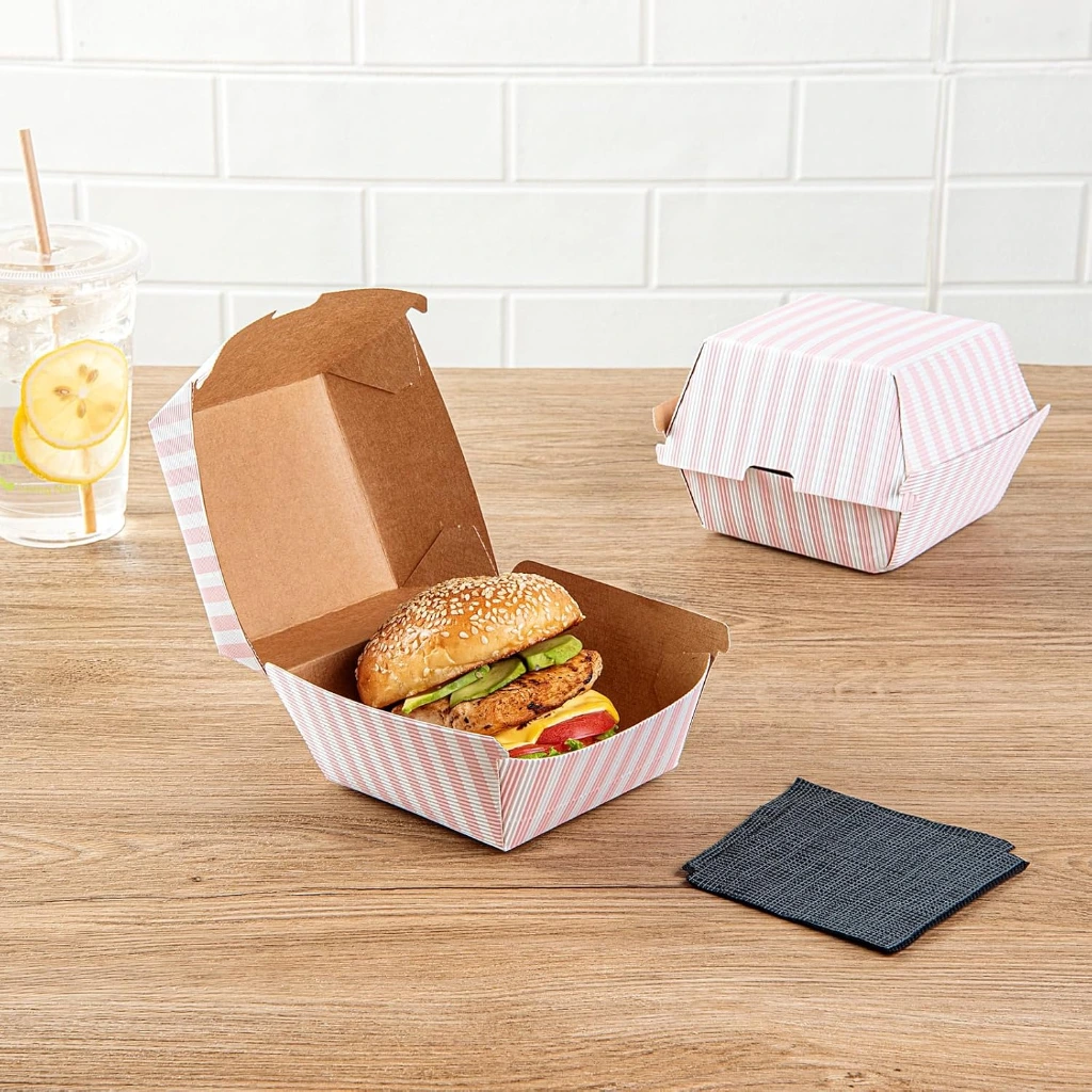 Restaurantware  Paper Burger with design Box, 4 x 3.8 In, 100 Pack