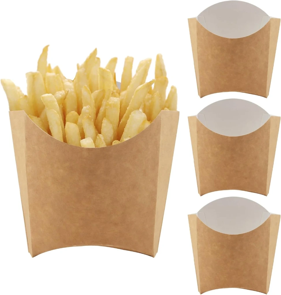 French Fry Holder, Brown Paper(200 Pack 5.5 oz) (with design)