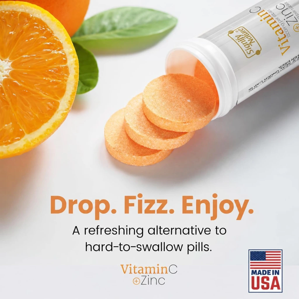 Vitamin C 1000mg Effervescent Tablets with Zinc, 20 count