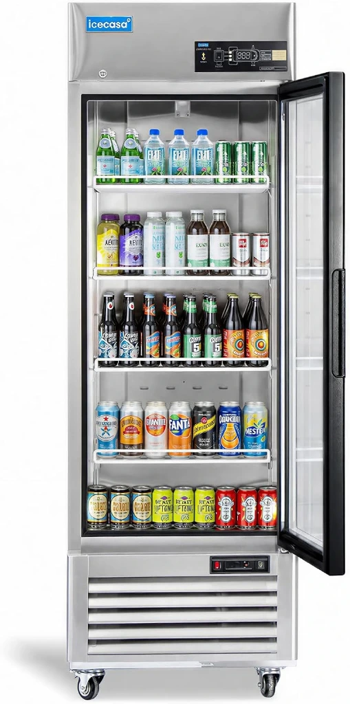 27" W Commercial Display Refrigerator Single Glass Door Reach-in