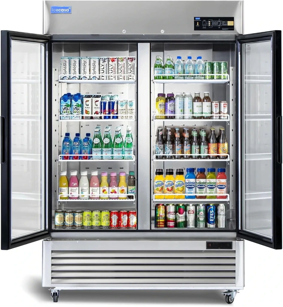 54" W Commercial Display Refrigerator 2 Glass Door Merchandiser Reach-in