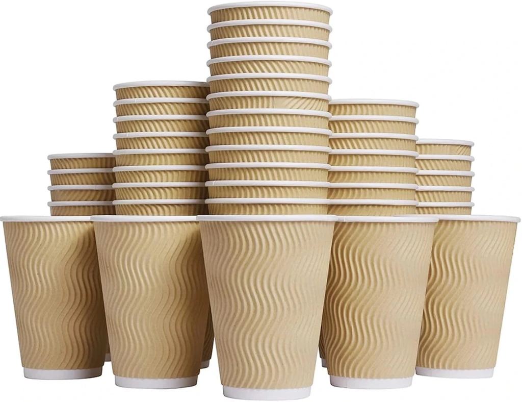 Disposable Insulated Corrugated Sleeve Ripple Wall Paper Cup -12 oz /16oz/20 oz/24oz(500 pcs)