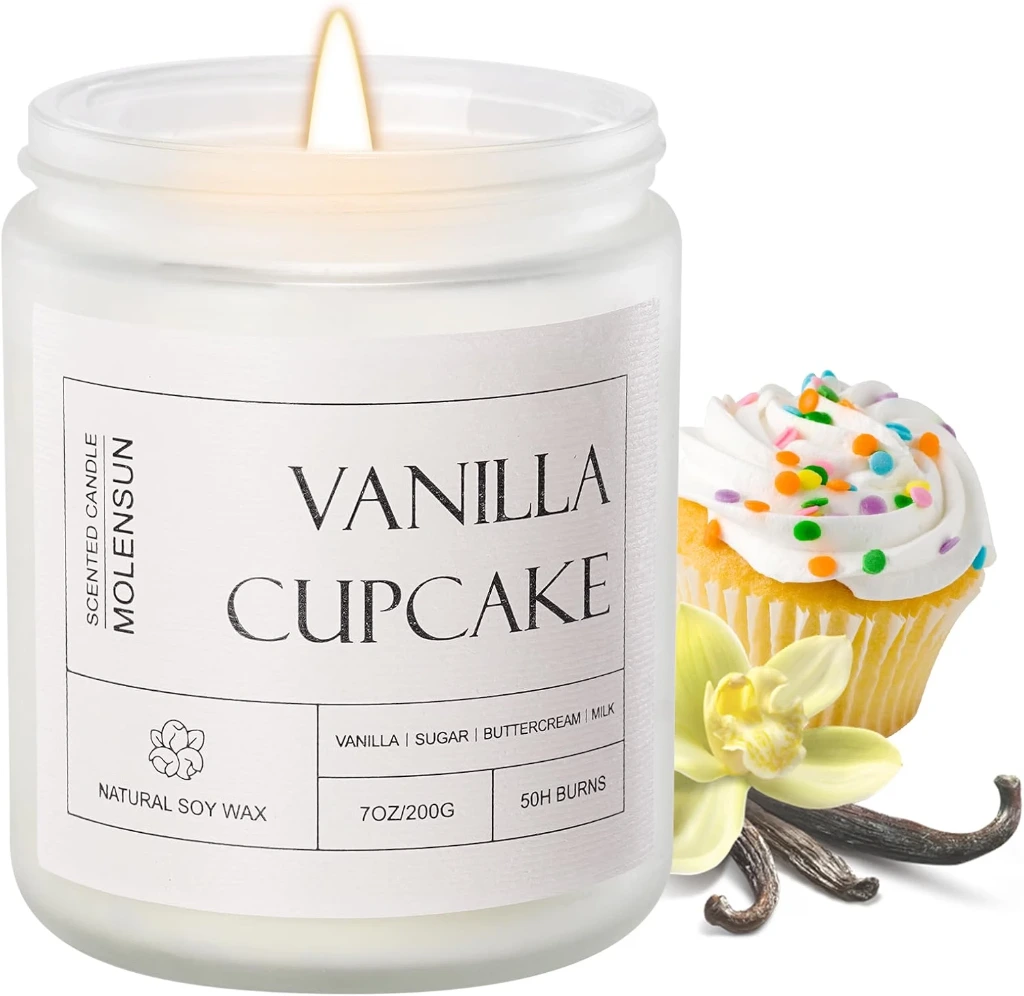 Vanilla Cupcake Scented Candle, Soy Wax 7 oz | Sweet vanilla cupcake