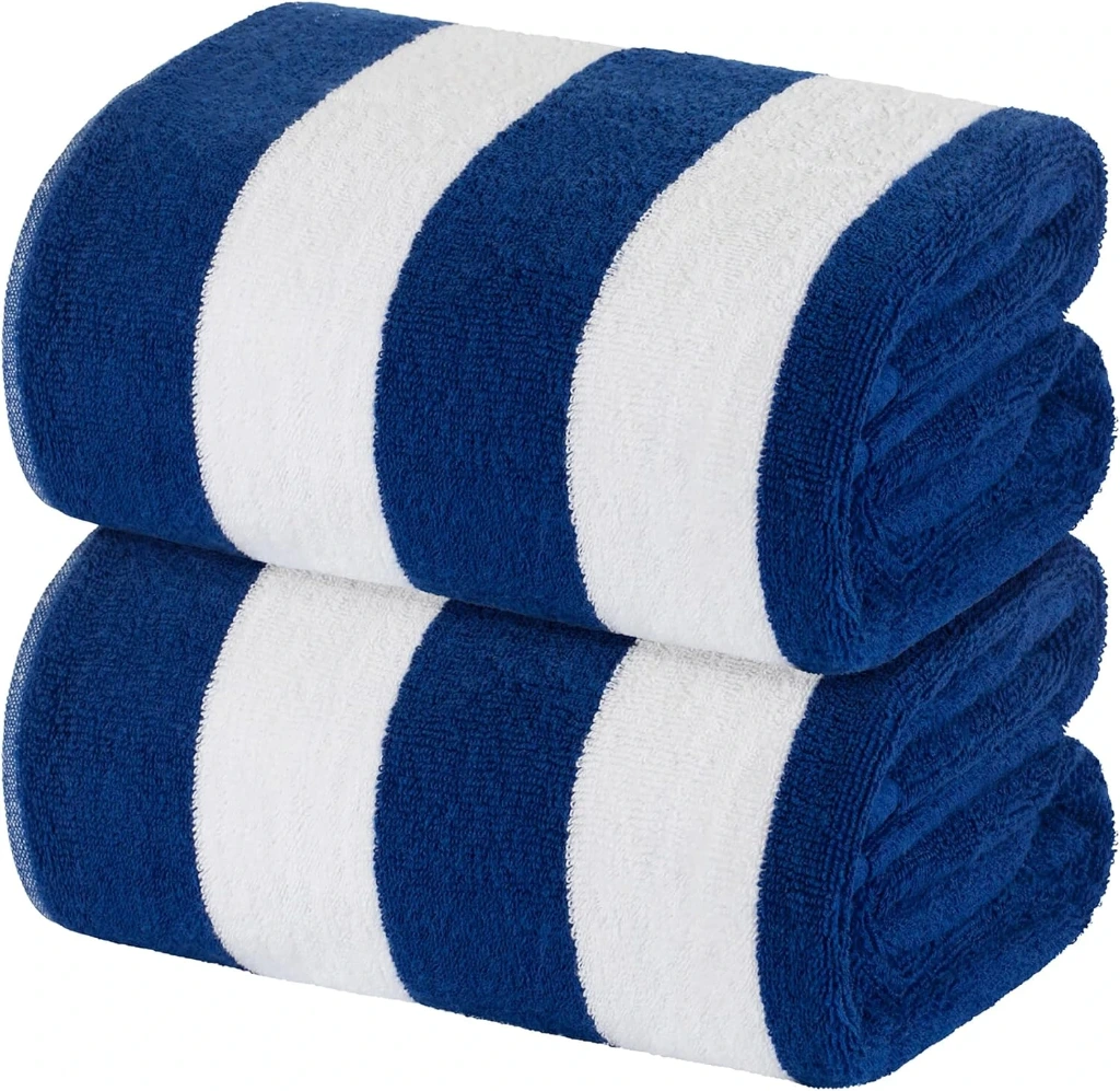 White Classic Stripe Beach Towels Oversized 2 Pack,